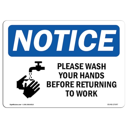 Signmission OSHA Sign, Please Wash Your Hands Before With Symbol, 10in X 7in Aluminum, 7" W, 10" L, Landscape OS-NS-A-710-L-17647